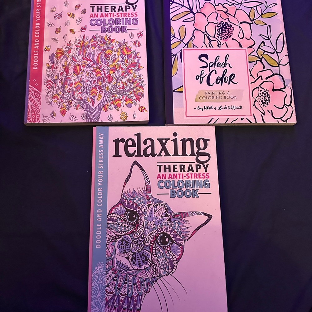 Coloring Book Set with Cat and Floral Designs
